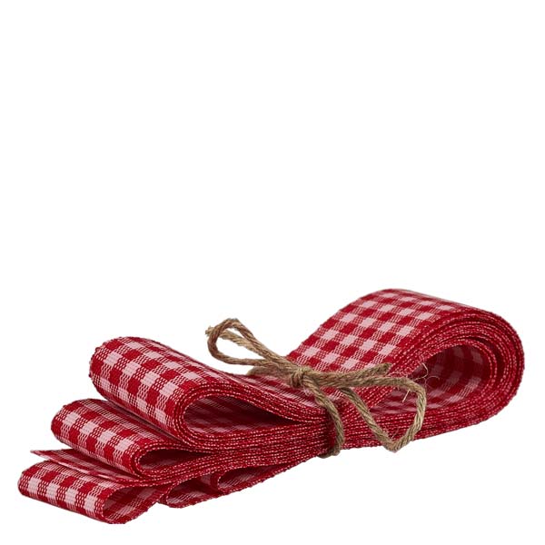 WECK-Mini-Tulpenglas 220ml komplett mit Honiglöffel Rollo de cinta de tela a cuadros rojos y blancos para decoración de tarros WECK, atado con cuerda de yute natural