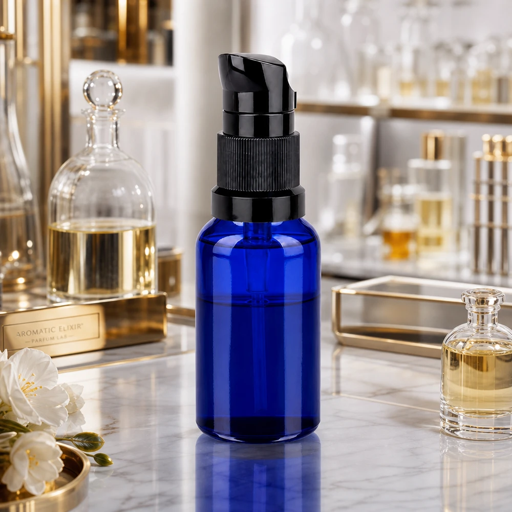 Frasco bomba 20 ml negro STD BlueLine UT18/20 - diseño elegante para la presentación de cosméticos profesionales