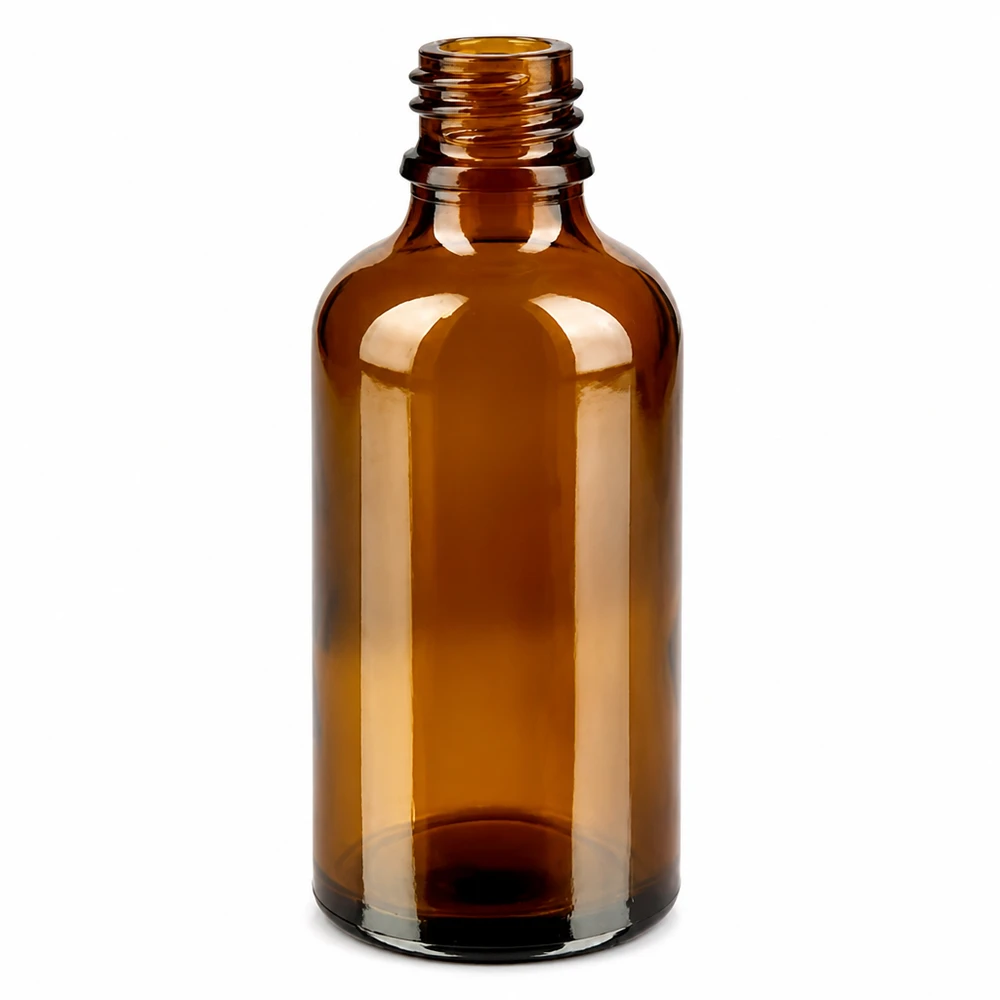 Botella de cristal de 50 ml de alta calidad en tinte marrón con rosca de 11 mm para una protección óptima contra la luz