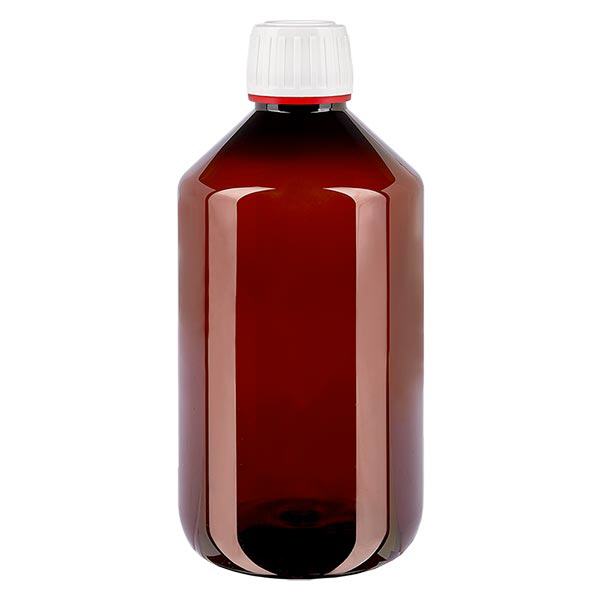 Botella PET 500ml con tapón inviolable blanco, estriado fino Botella PET 500ml con tapón inviolable blanco, estriado fino