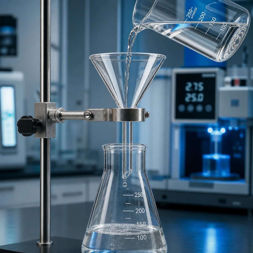 Embudo Ø 55mm borosilicato ángulo 60 corto Embudo de vidrio científico 55 mm transparente para análisis químicos de laboratorio y filtración