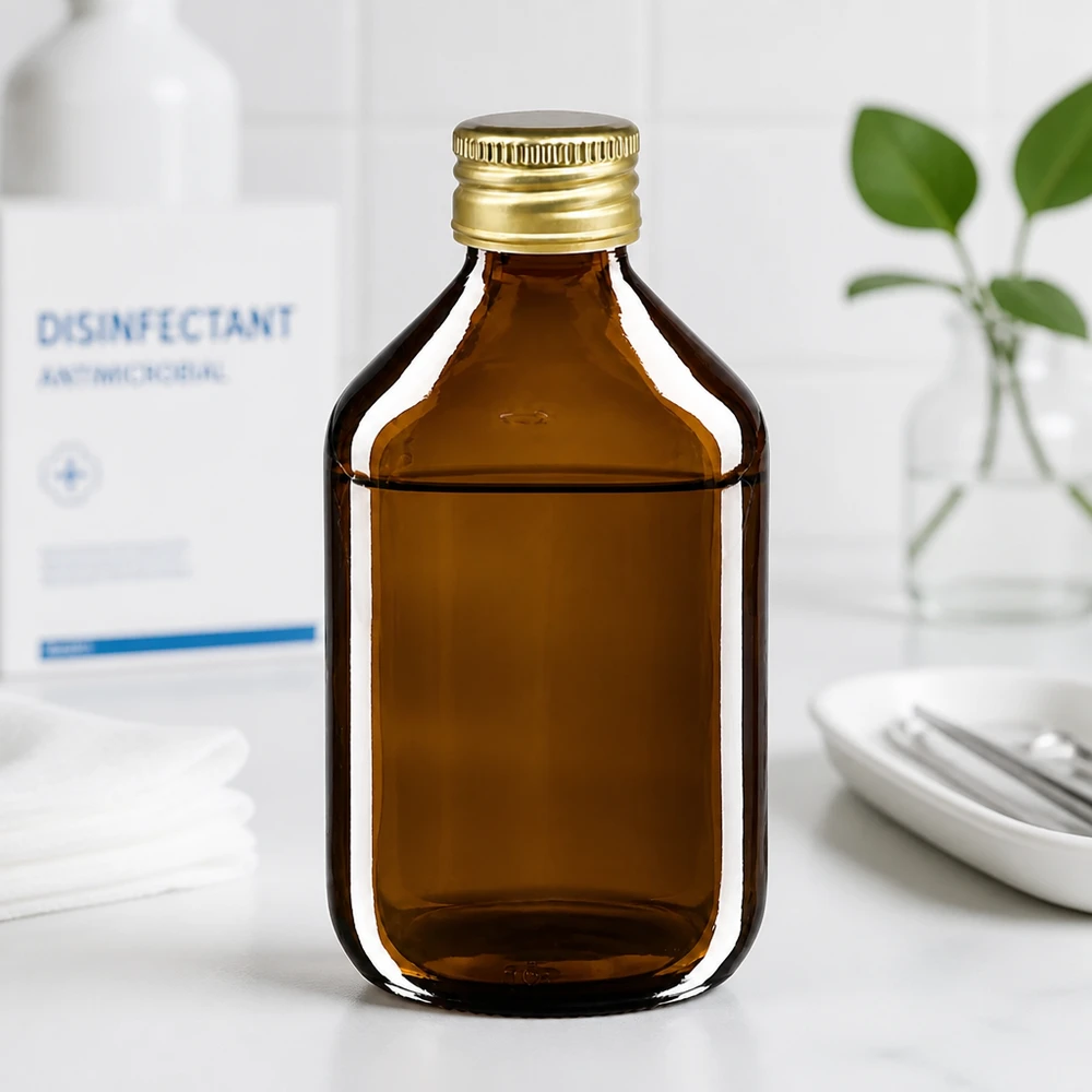 Frasco para medicamentos de 300ml marrón, con tapón de aluminio dorado ApoGlas
