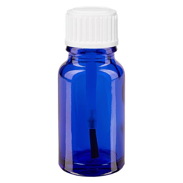 Botella de farmacia azul 10ml tapón rosca cepillo blanco Botella de farmacia azul 10ml tapón rosca cepillo blanco