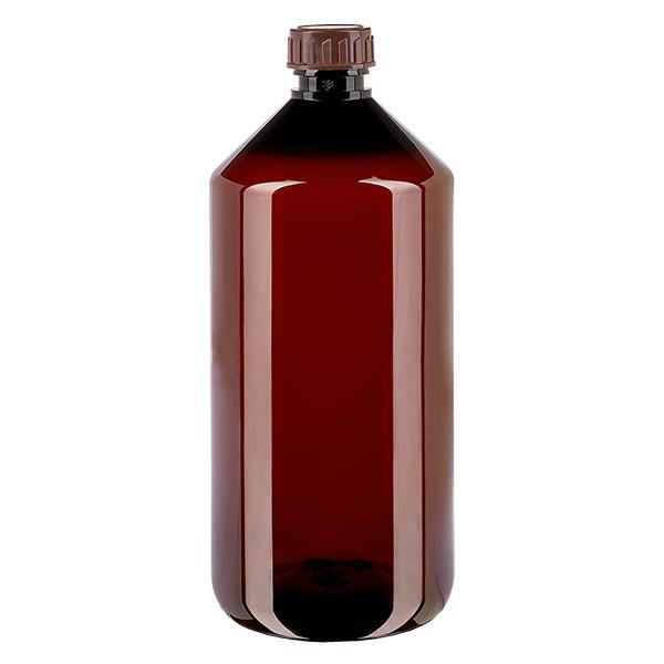 Botella PET 1000ml con tapón marrón estándar Botella PET 1000ml con tapón marrón estándar
