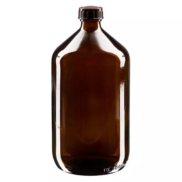 Frasco medicamento 1000ml marrón, con tapón marrón ApoGlas