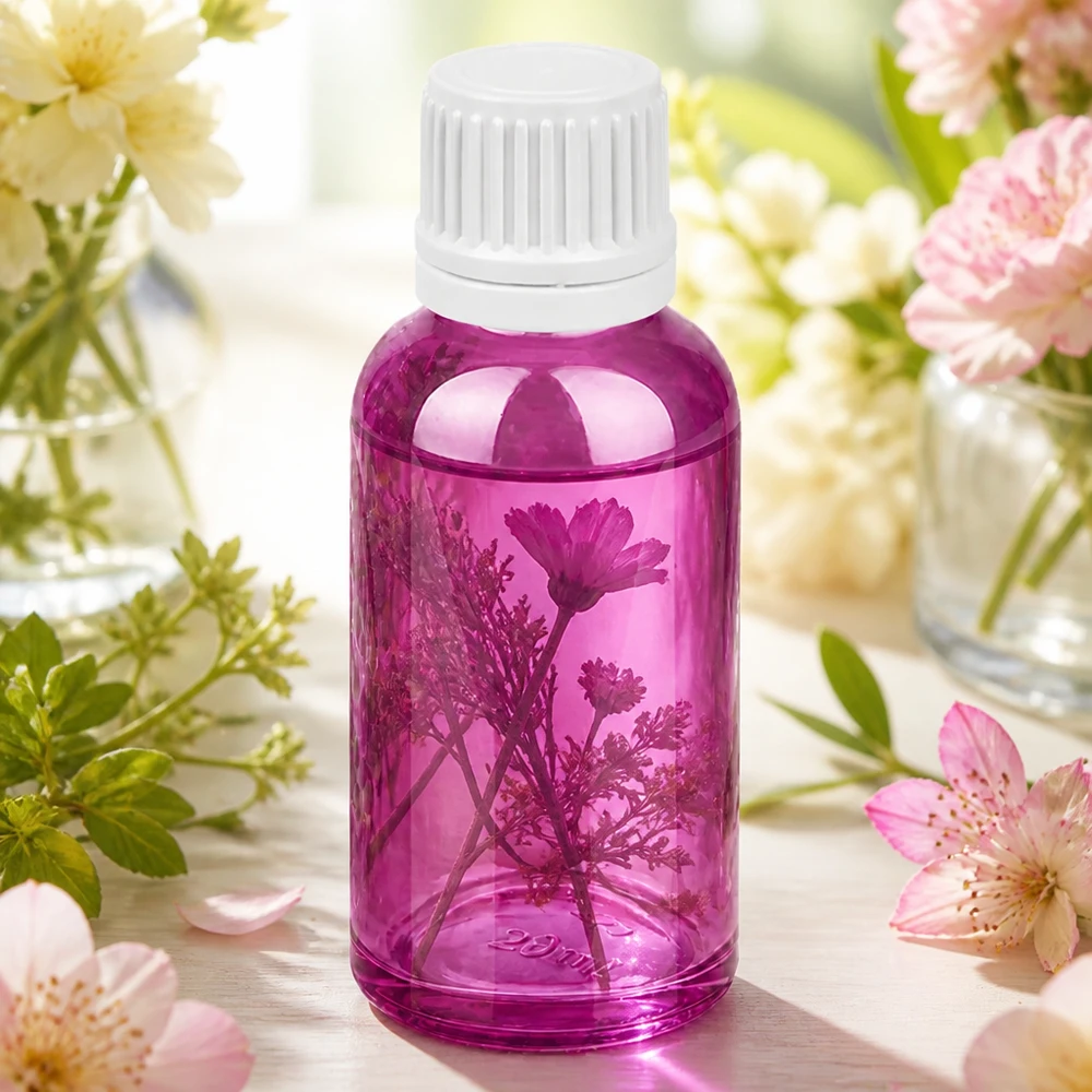 Frasco de 30 ml con tapón de rosca de 11 mm blanco Originalidad tapón de rosca PurpleLine UT18/30 Frasco de 30 ml con abertura de 11 mm en color violeta perfecto para dosificar con precisión los aceites de cuidado