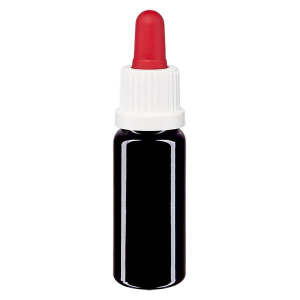 Botella de farmacia violeta pipeta 10ml blanco/rojo cierre inviolable Botella de farmacia violeta pipeta 10ml blanco/rojo cierre inviolable