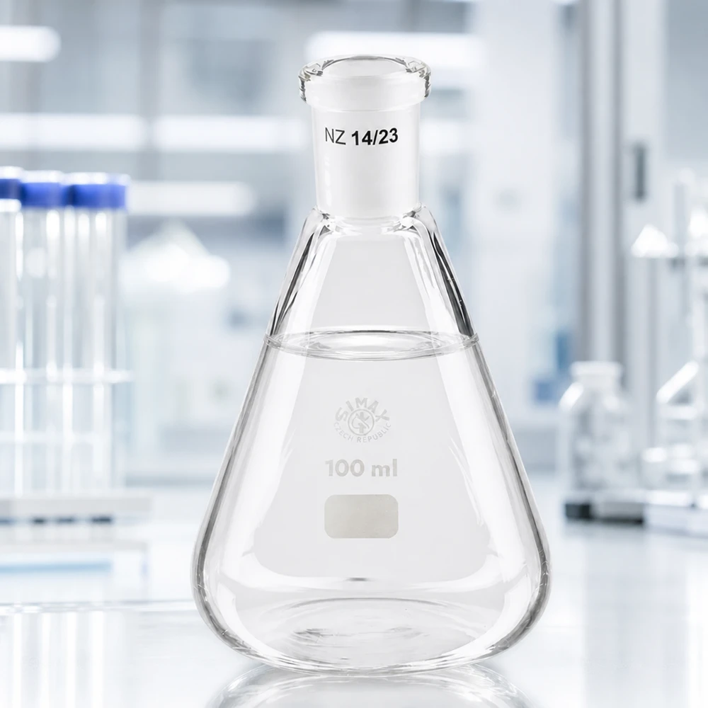Matraz Erlenmeyer 100ml con junta esmerilada estándar (14/23) Matraz Erlenmeyer 100ml con junta esmerilada estándar (14/23)