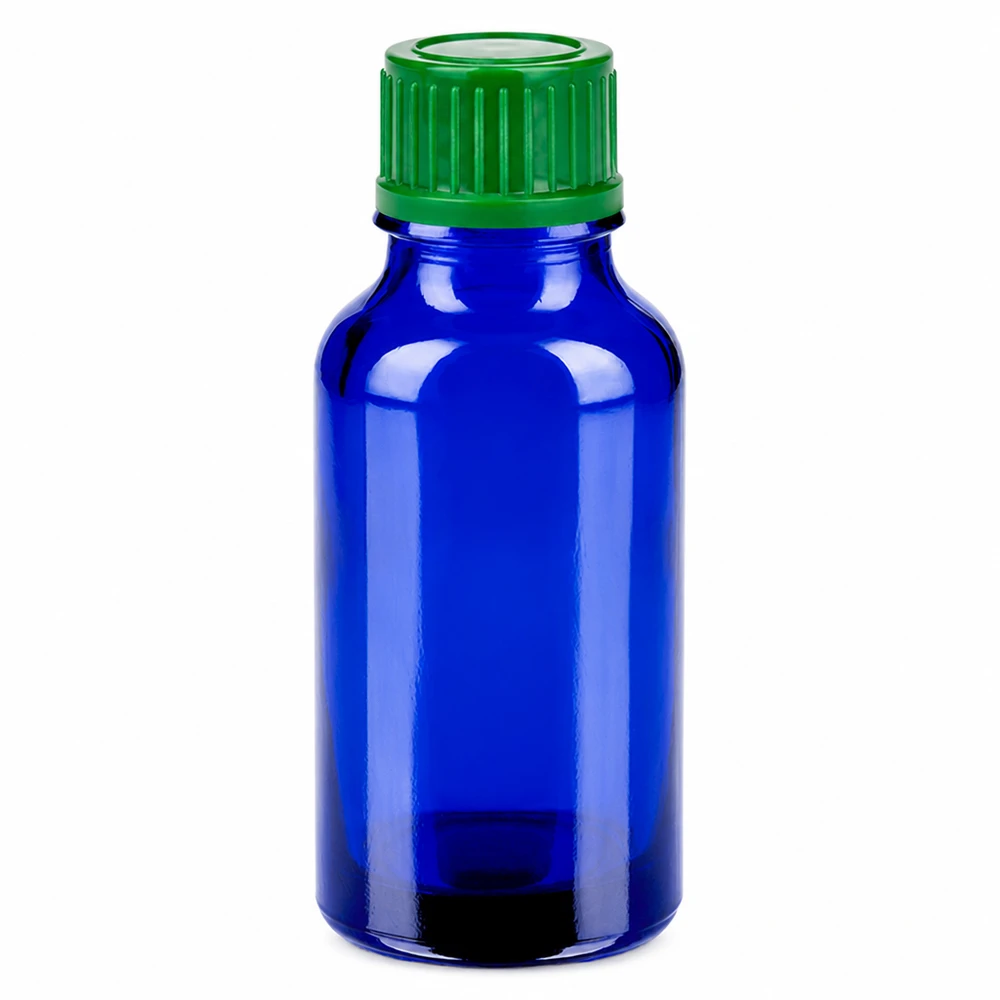 Frasco 20ml 11mm tapón rosca verde estándar BlueLine UT18/20 Frasco de vidrio azul de 20 ml con tapón de rosca verde 11 mm SV STD BlueLine UT18/20