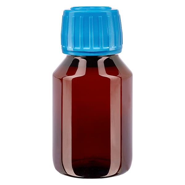 Botella PET 50ml con tapón azul inviolable Botella PET 50ml con tapón azul inviolable