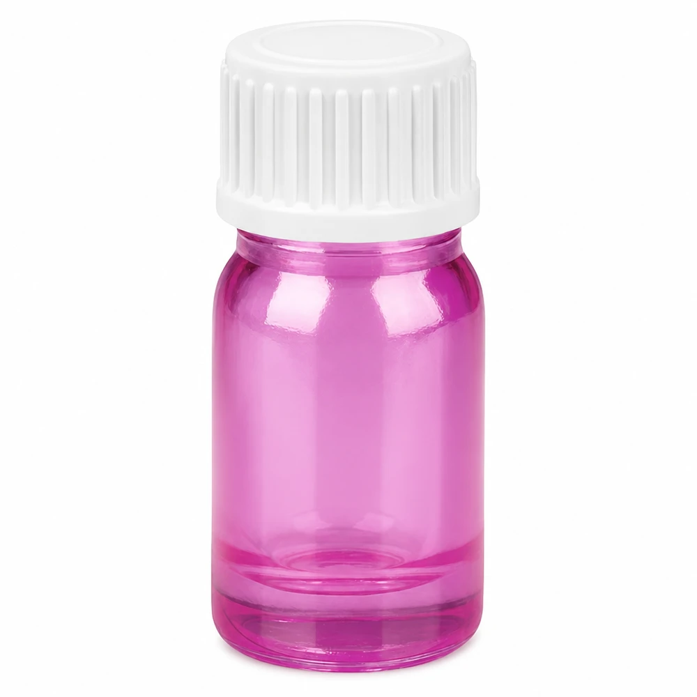 Frasco cuentagotas de 5 ml púrpura transparente con tapón de rosca blanco UT18/5 PurpleLine