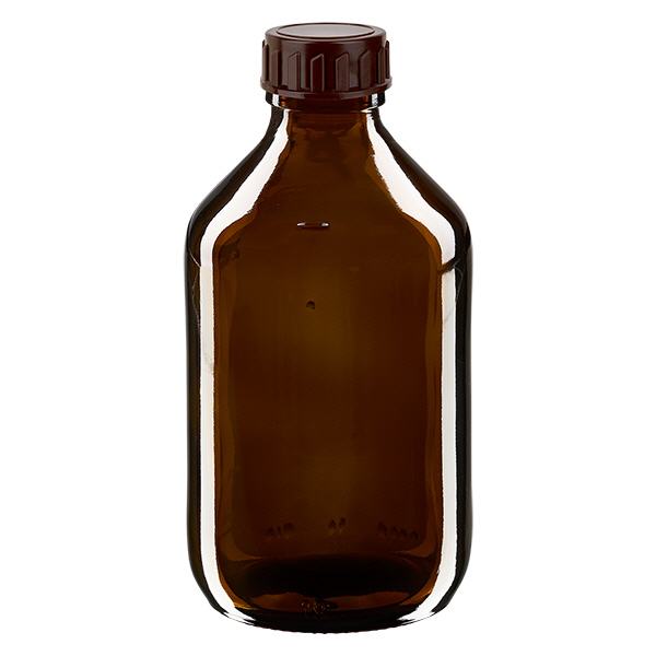 Frasco medicamento 250ml marrón, con tapón marrón ApoGlas Frasco medicamento 250ml marrón, con tapón marrón ApoGlas