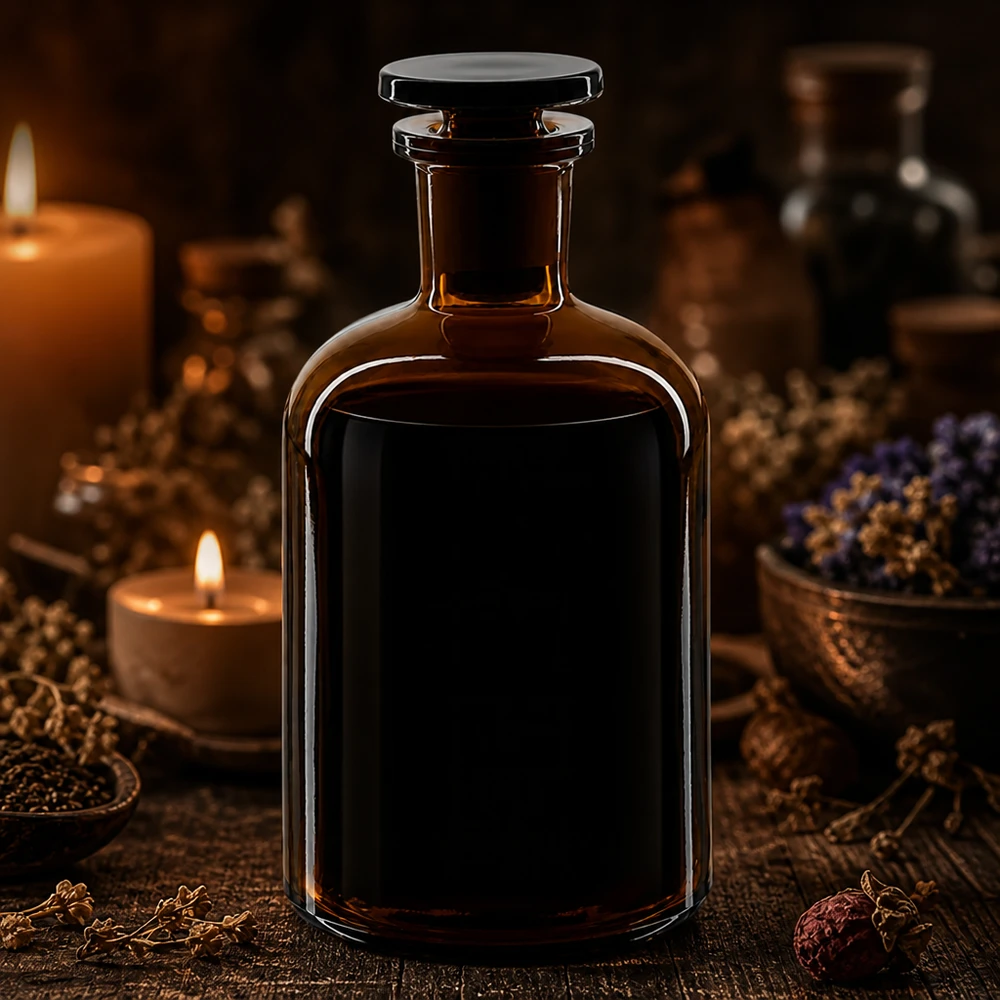 Botella clásica de hombros redondeados, 250 ml, de vidrio ámbar, cuello estrecho y tapón de vidrio, para aromaterapia