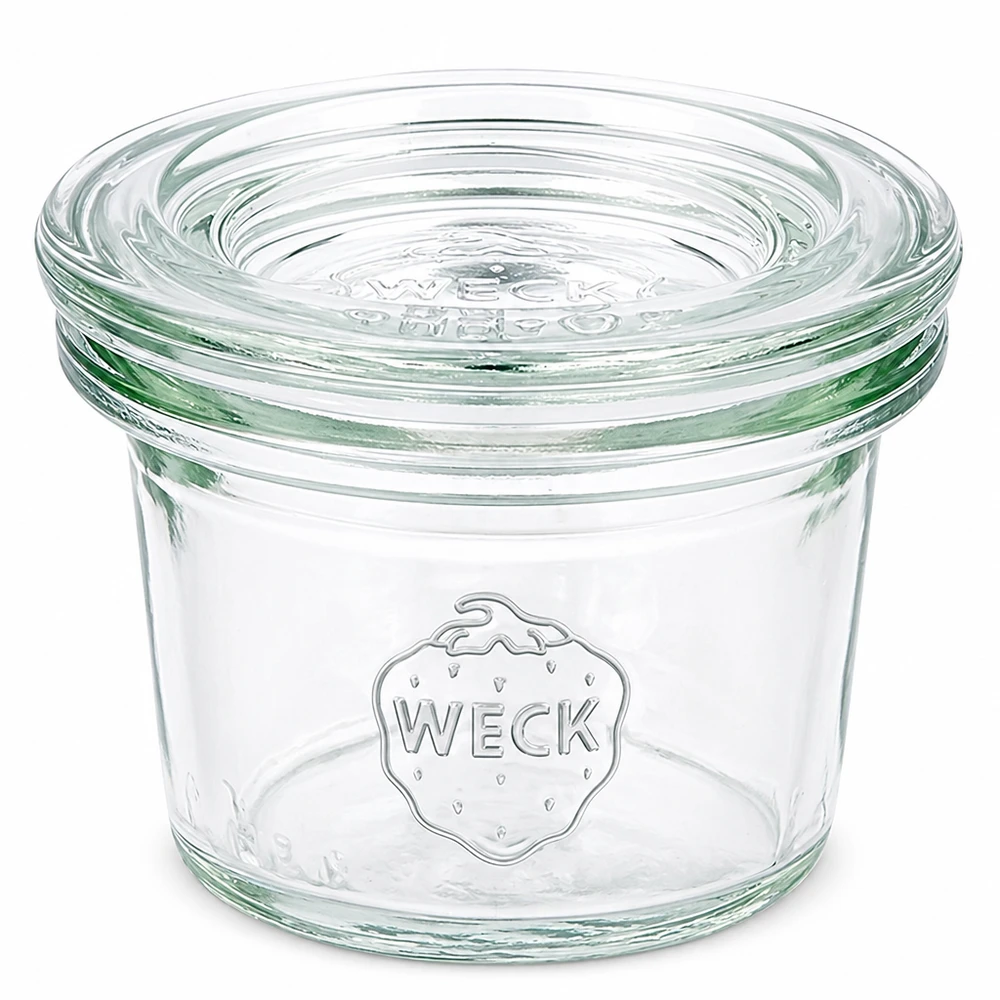 Vasos de 35ml con tapa de cristal WECK RR40 Vasos WECK RR40 de 35 ml con tapa de cristal transparente para mermeladas y conservas