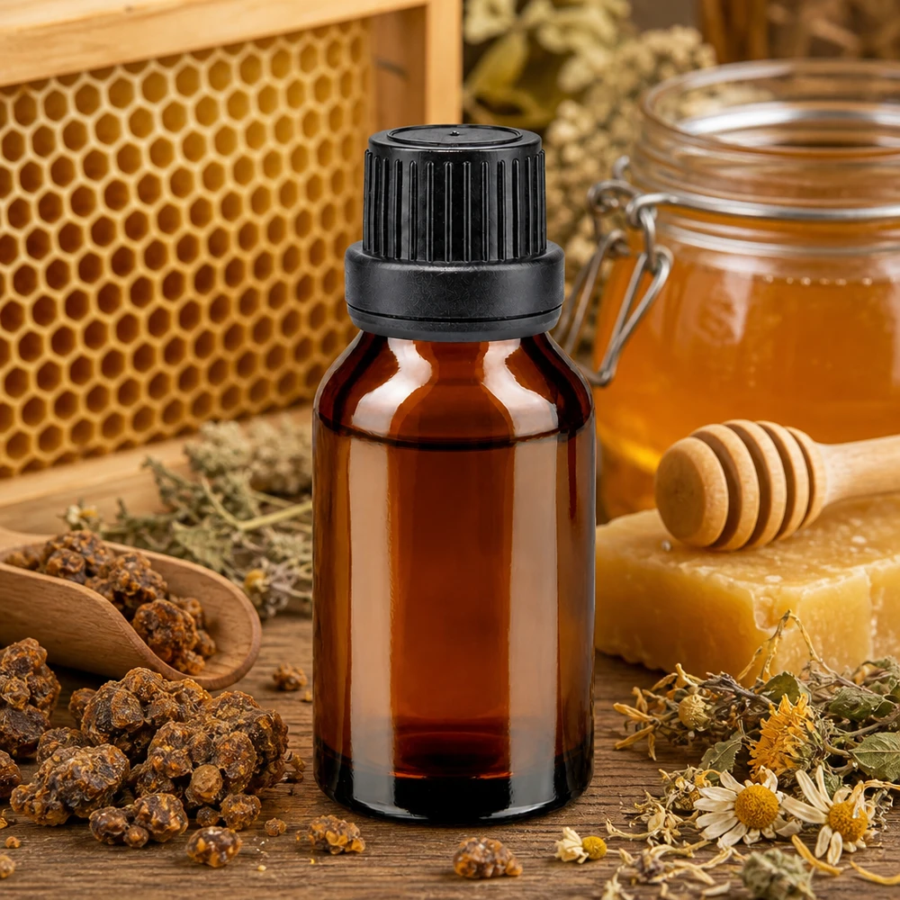 Botella de farmacia marrón 15ml tapón cuentagotas anillo vertedor 2mm tapón inviolable negro Frasco de cristal marrón de 15 ml con tapón cuentagotas, ideal para miel, cera de abejas y propóleo, para productos naturales
