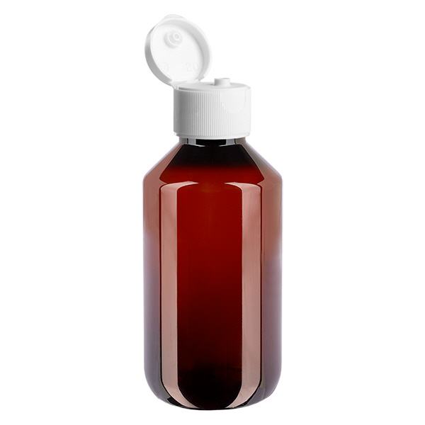 Botella PET 200ml con tapón flip-top blanco Botella PET 200ml con tapón flip-top blanco