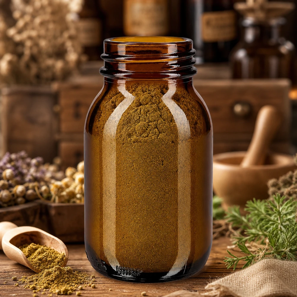 Frasco de farmacia de 125 ml de vidrio ámbar con abertura ancha para hierbas en polvo y especias