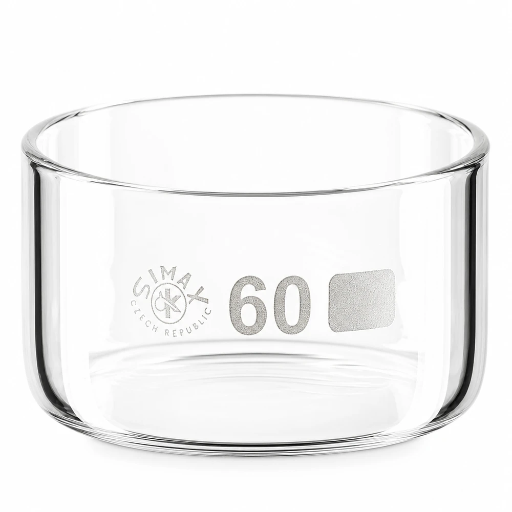 Recipiente de cristalización Simax de 60 ml, de vidrio borosilicato, sin pico vertedor, de forma cilíndrica