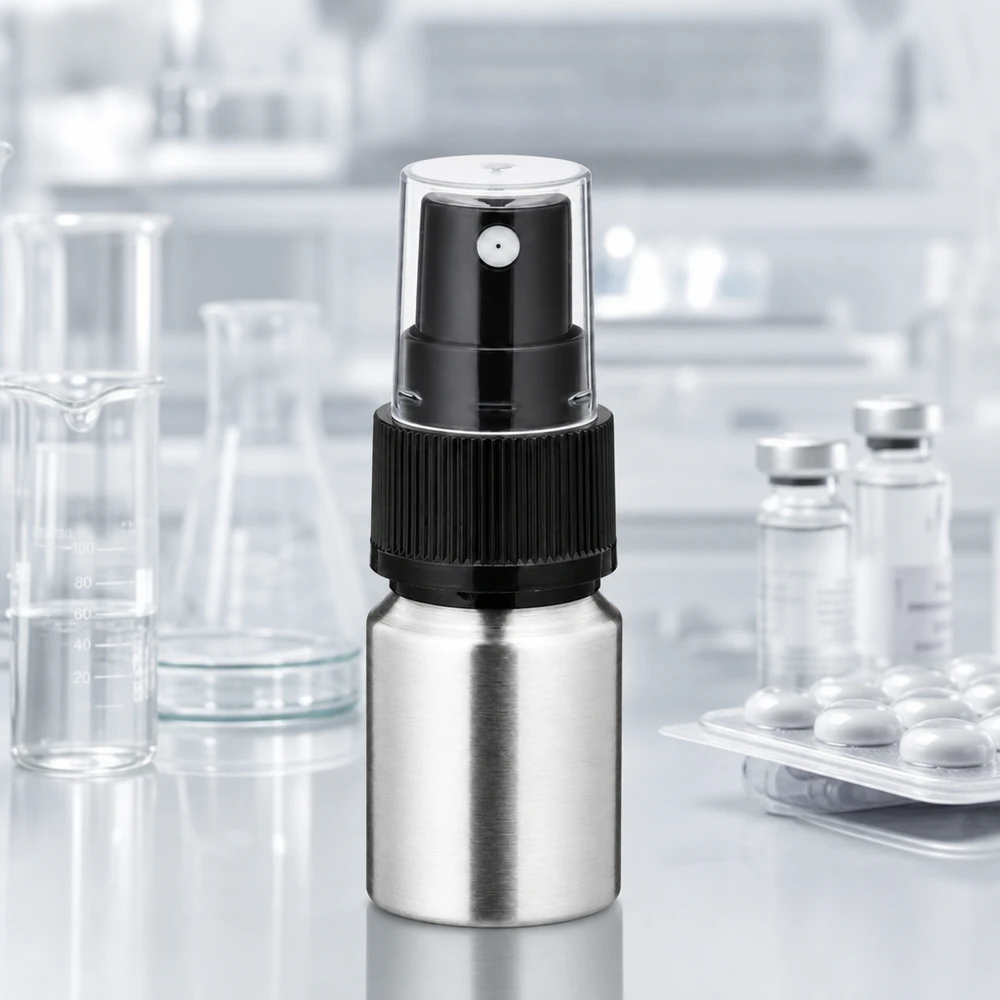 Botella de aluminio pulido de 10 ml con atomizador Frasco de aluminio de 10 ml con cabezal pulverizador transparente: dosificación precisa para perfumes y aceites esenciales