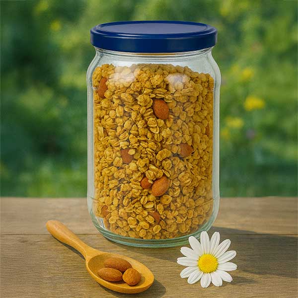 Tarro redondo 1062ml + tapa BasicSeal azul UNiTWIST