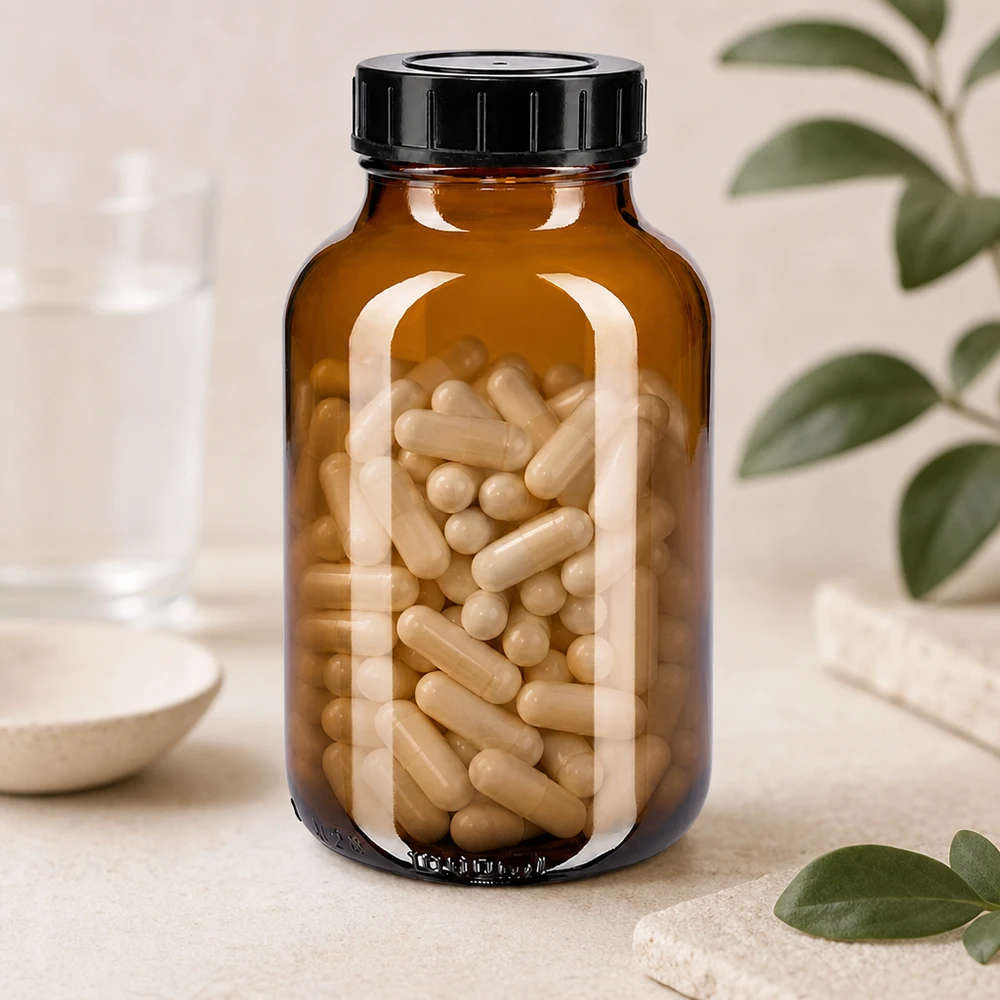 1000ml botella de cuello ancho de vidrio ámbar con tapón de rosca Botella grande de 1000 ml y cuello ancho de vidrio ámbar con protección UV y tapón de rosca seguro