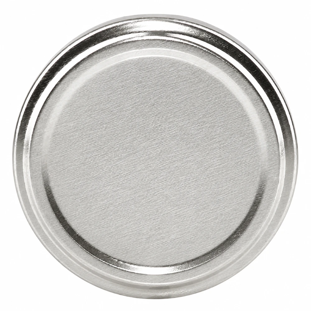 Tapa BasicSeal de 100 mm, plateada mate (TO100) UN... Tapa BasicSeal de 100 mm, plateada mate, TO100, vista frontal sobre fondo blanco