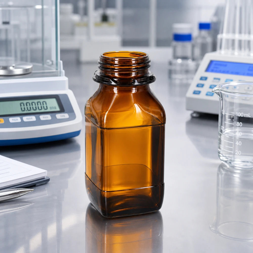 Botella de cristal ámbar de 500 ml para almacenamiento: la protección ideal para sustancias valiosas Frasco químico de cuello ancho de 500 ml con protección UV gracias a la coloración marrón del vidrio para aplicaciones de laboratorio