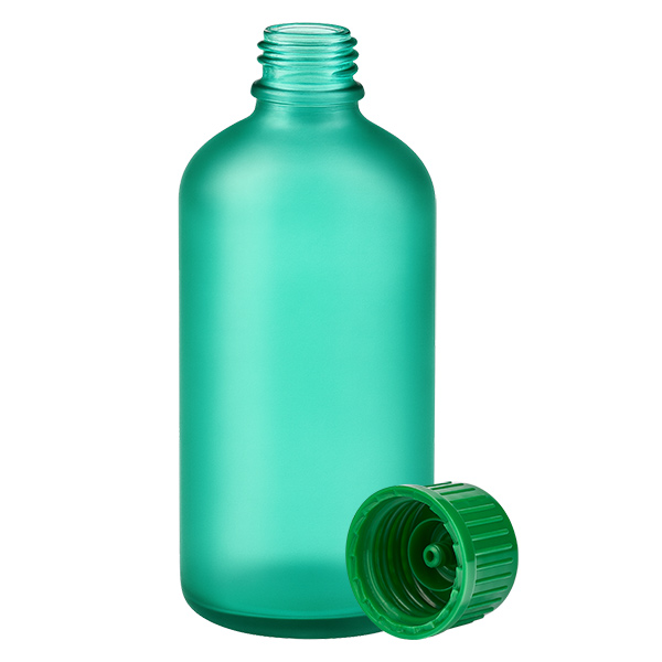 Frasco de 100 ml con tapón de rosca de 11 mm verde Estándar GreenLine UT18/100 Frasco de 100 ml con tapón de rosca de 11 mm verde Estándar GreenLine UT18/100