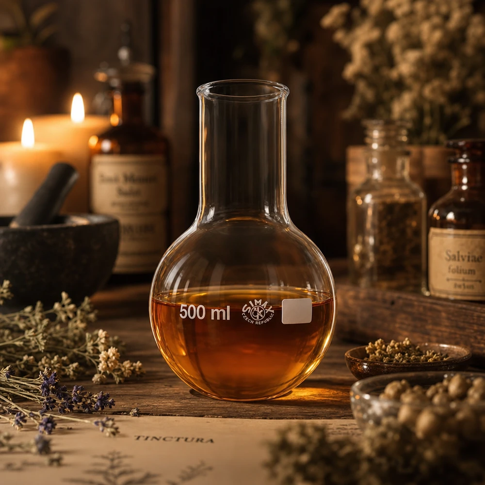 Matraz de fondo redondo de 500 ml y cuello ancho con diseño de vidrio resistente para experimentos químicos y destilación