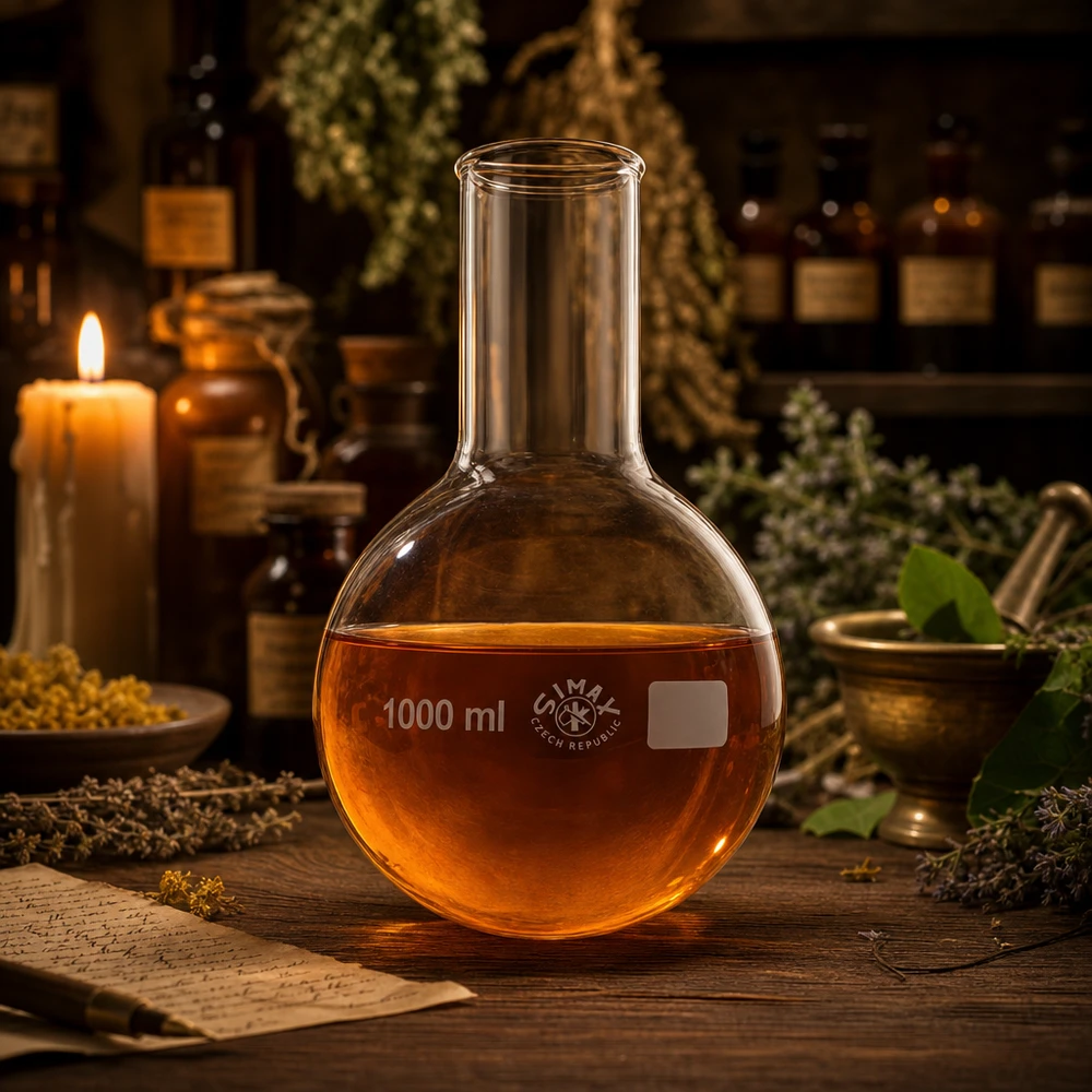 Frasco profesional de laboratorio 1000ml con cuello ancho para destilación y extracción en química