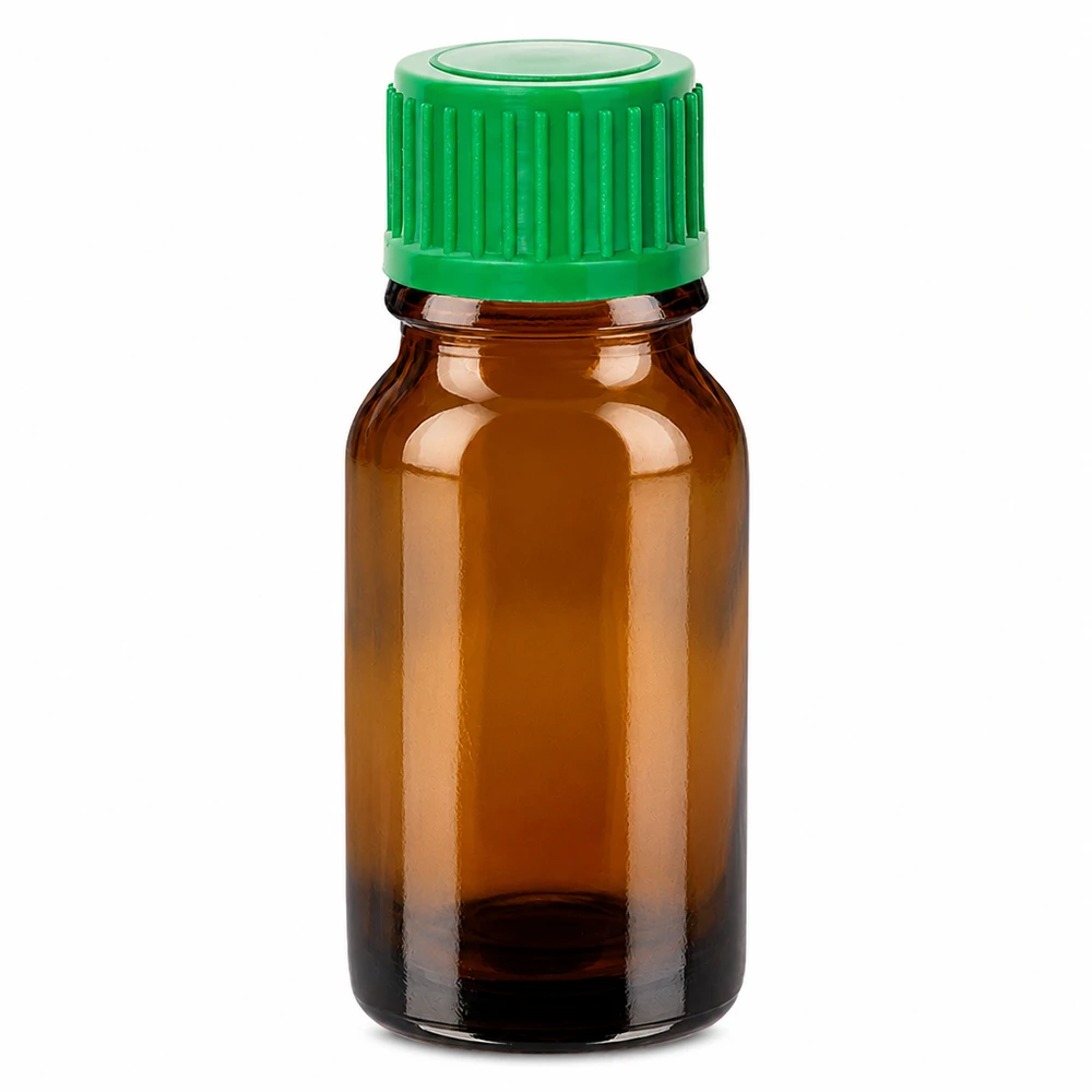 Frasco cuentagotas 10ml 0.8mm verde tapa estándar BrownLine UT18/10 Frasco cuentagotas de 10 ml marrón con tapón verde Abertura de 0,8 mm para una dosificación precisa