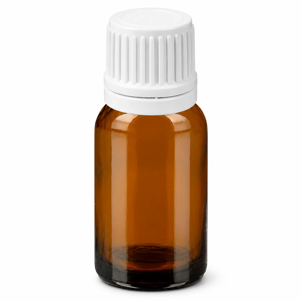 Frasco gotero marrón de 10 ml con tapón blanco para una dosificación precisa