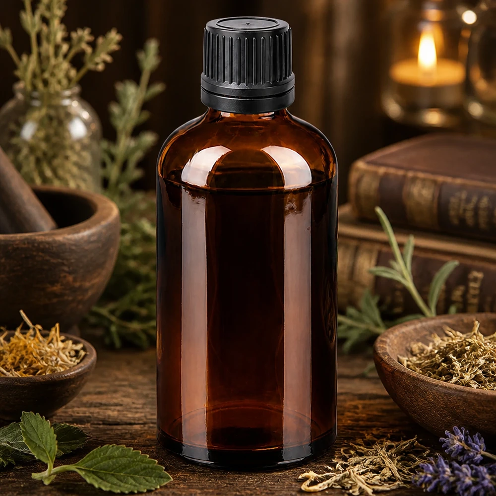 Frasco cuentagotas compacto de 100 ml con tapón de rosca negro para aplicaciones de aromaterapia