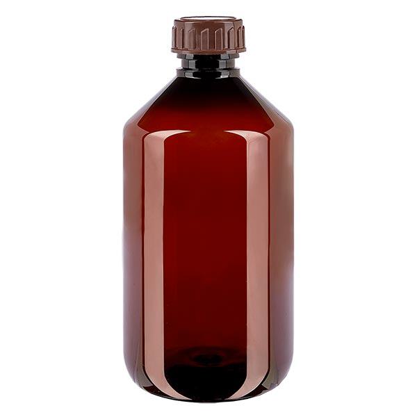 Botella PET 500ml con tapón marrón estándar Botella PET 500ml con tapón marrón estándar