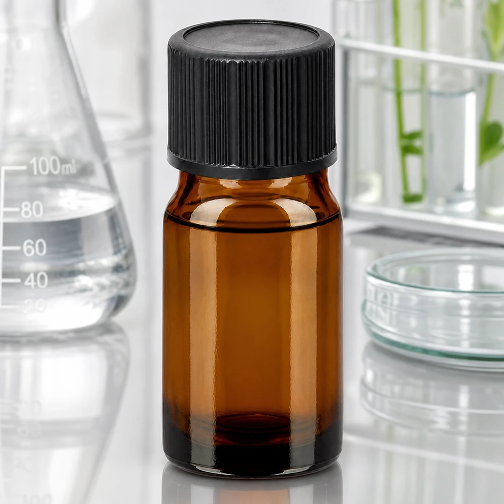 Frasco cuentagotas de 5ml 1mm negro cierre estándar BrownLine UT18/5 Frasco boticario compacto de 5 ml de vidrio ámbar para uso profesional en el laboratorio y la consulta