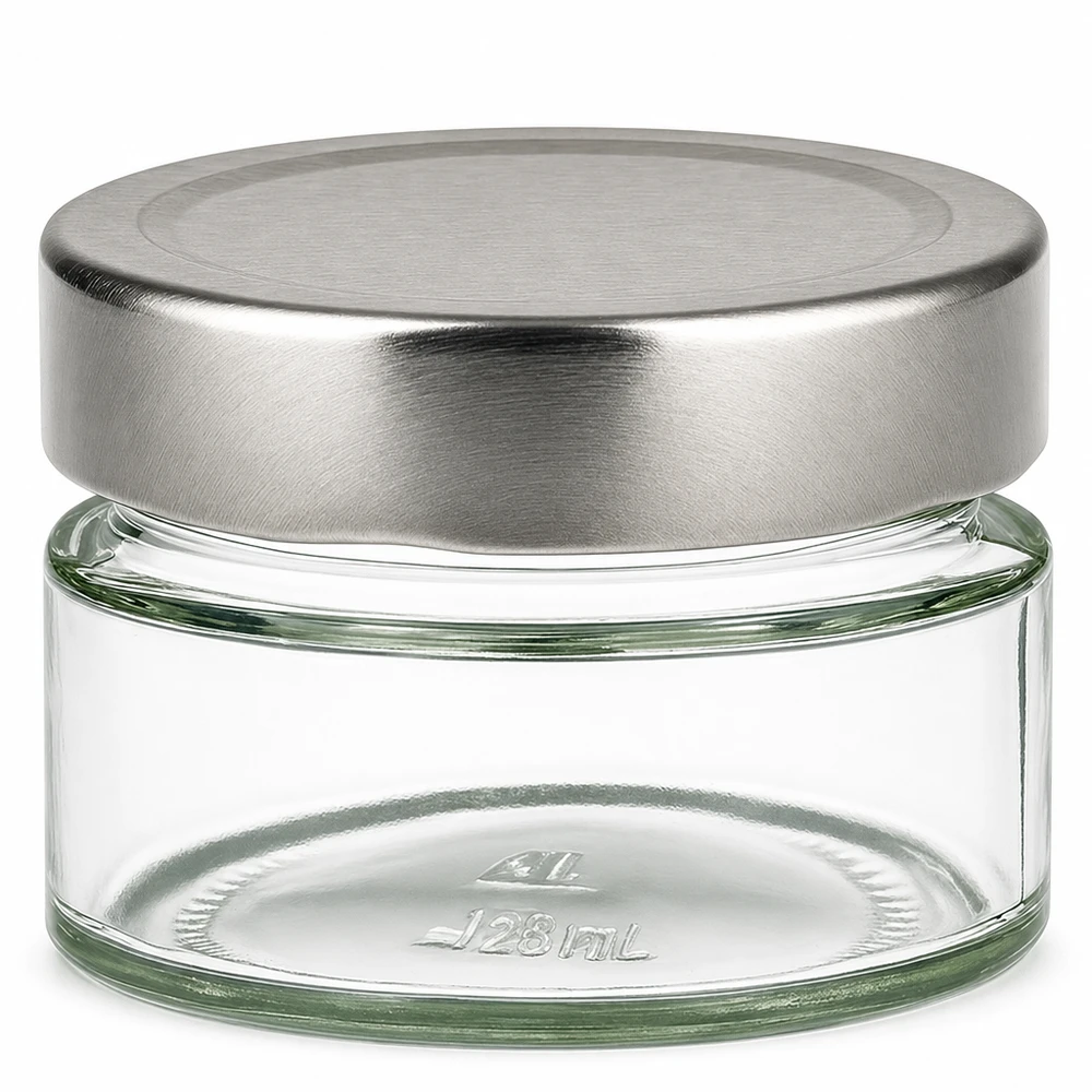 Tarro redondo de 130ml + tapa BasicSeal plata UNiTWIST