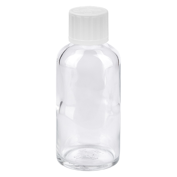 Frasco 50ml 11mm tapón rosca blanco con precinto ClearLine UT18/50 Frasco 50ml 11mm tapón rosca blanco con precinto ClearLine UT18/50