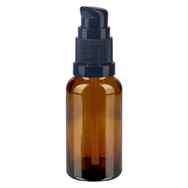 Botella de farmacia marrón 20ml tapón bomba negro estándar Botella de farmacia marrón 20ml tapón bomba negro estándar