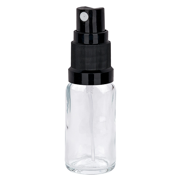 Frasco pulverizador de 20 ml negro con tapón estándar ClearLine UT18/20