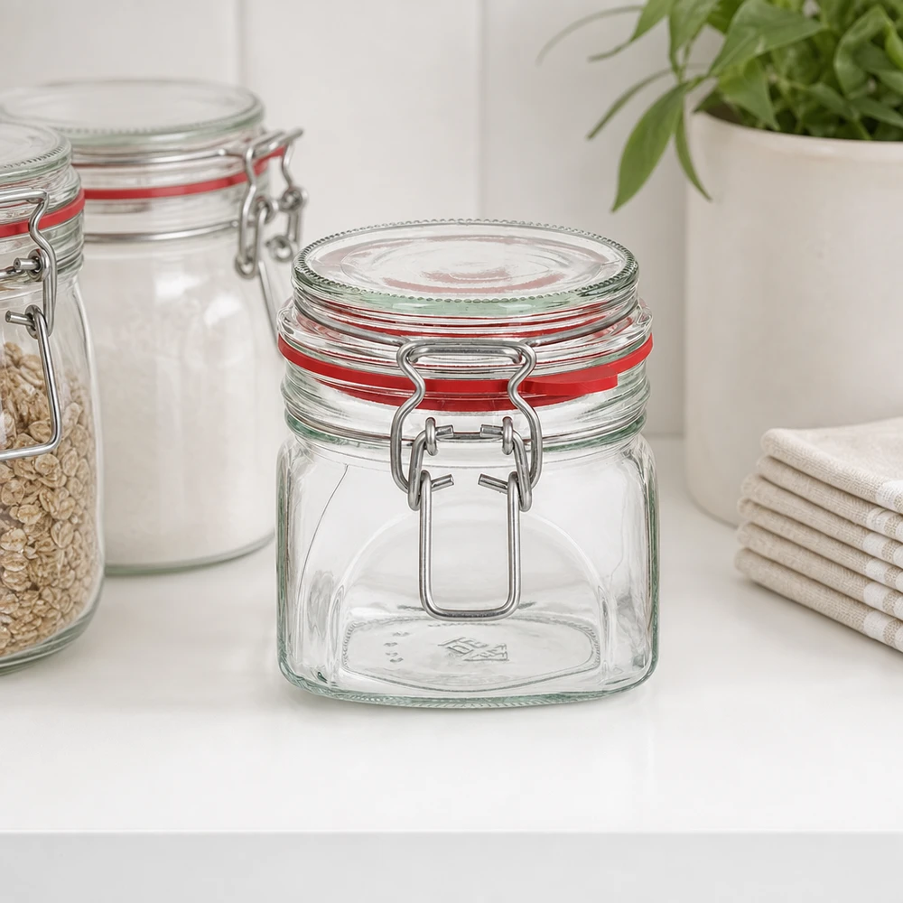 Tarro hermético de 370 ml con tapa de alambre para la cocina