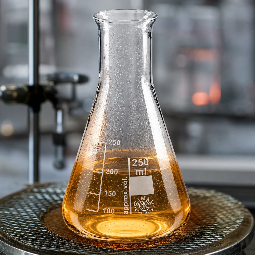 Matraz Erlenmeyer 250ml cuello estrecho Matraz Erlenmeyer resistente al calor de 250 ml de vidrio de borosilicato con solución de color ámbar