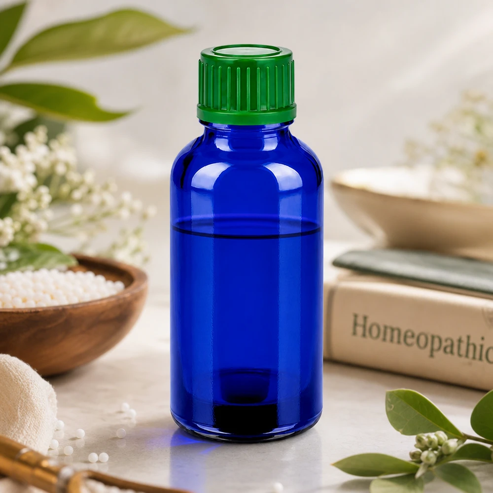 Frasco de vidrio de 30 ml de alta calidad con protección UV de vidrio azul para sustancias sensibles a la luz