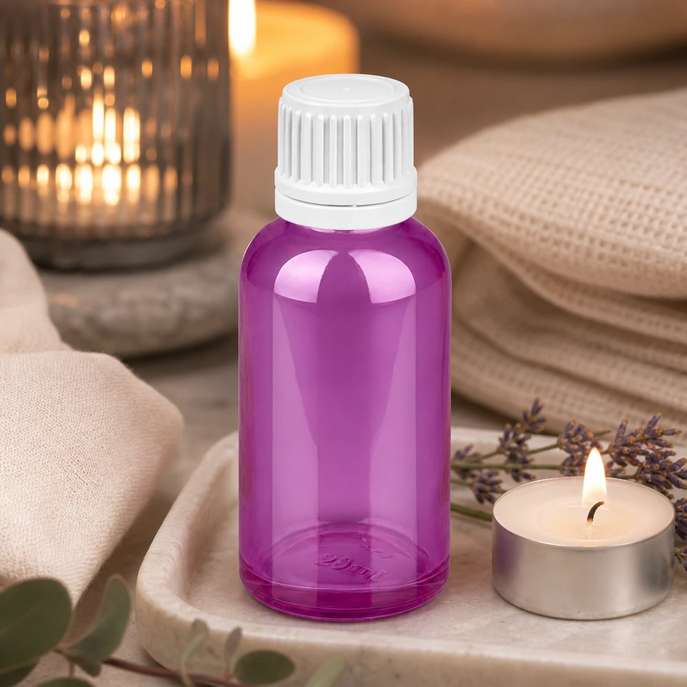 Frasco de 30 ml con tapón de rosca de 11 mm blanco Originalidad tapón de rosca PurpleLine UT18/30 Frasco de 30 ml con tapón de rosca de 11 mm en color morado perfecto para cosméticos y mezclas de sabores DIY