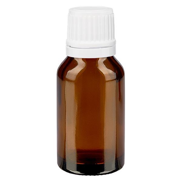 Botella de farmacia marrón 15ml tapón rosca blanco cierre inviolable Botella de farmacia marrón 15ml tapón rosca blanco cierre inviolable