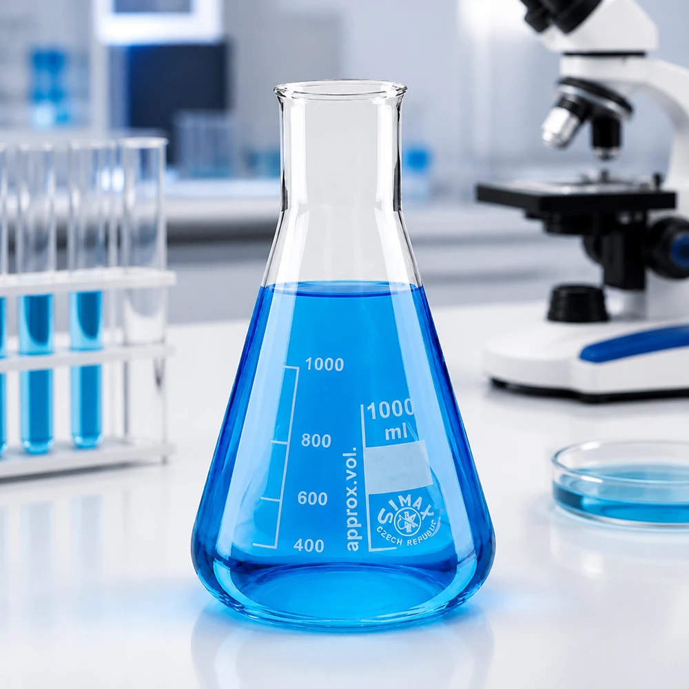 Matraz Erlenmeyer 200ml cuello ancho Matraz Erlenmeyer de 200 ml y cuello ancho con graduación para mediciones precisas en el laboratorio