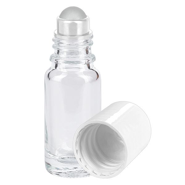 Botella de farmacia transparente 10ml tapón roll-on blanco Botella de farmacia transparente 10ml tapón roll-on blanco