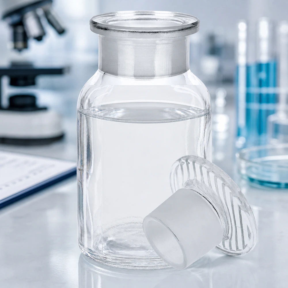 Botella de hombros redondeados de 100 ml, de cuello ancho, con tapón de cristal pulido hermético, para productos químicos de laboratorio