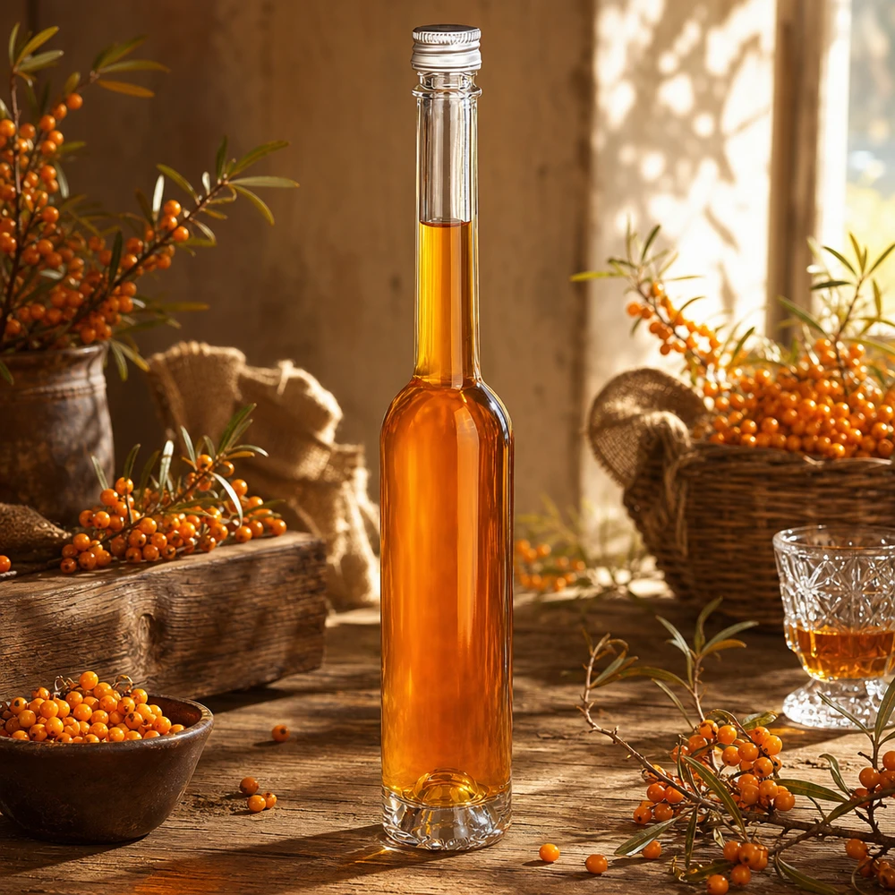 Botella de vidrio de 100 ml «Toni» sin tapón de rosca UNiTWIST® Botella de cristal Toni de 100 ml con tapón de rosca plateado, ideal para licores caseros
