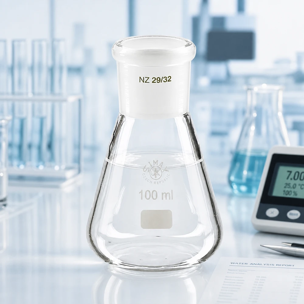 Matraz Erlenmeyer de 100 ml con junta esmerilada estándar (29/32) Matraz Erlenmeyer de 100 ml con junta esmerilada estándar (29/32)