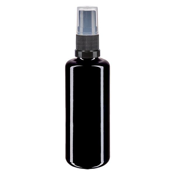Botella de farmacia violeta 50ml tapón pulverizador negro Botella de farmacia violeta 50ml tapón pulverizador negro